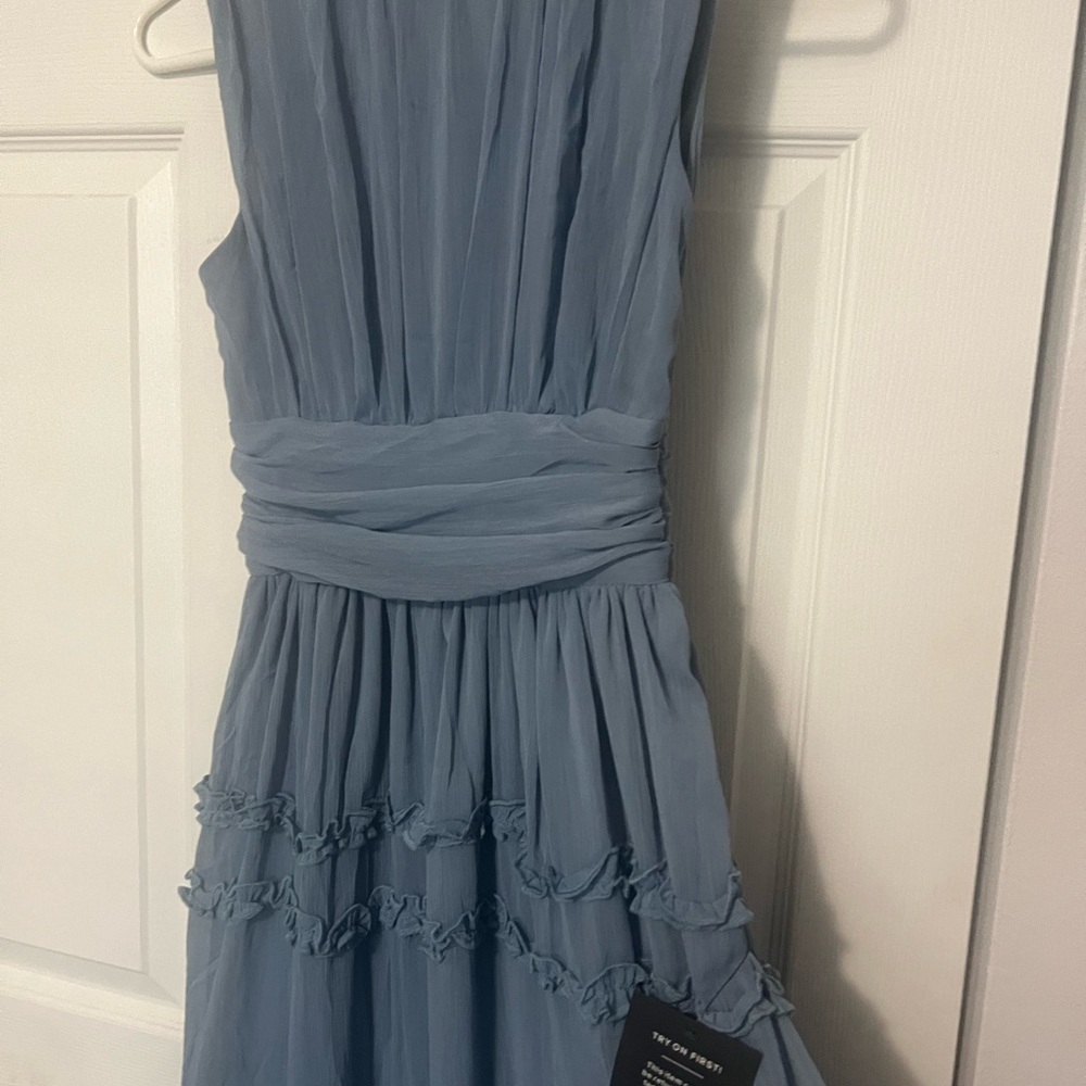 Lulu's Dusty Blue Tiered Maxi Dress - Picture 7 of 11
